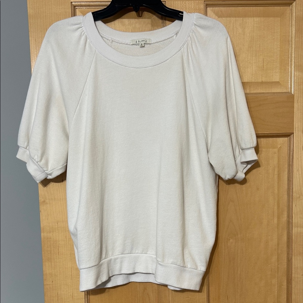 Z Supply Off-White Short Sleeve Sweatshirt